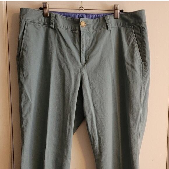 Dockers Women Chino Pants Size 14 Blue Green Stretch Cotton Casual Work Trousers - Picture 2 of 10